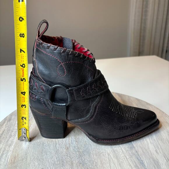 NEW Bed Stu Tania Black Rustic Crimson Ankle Boots 8.5 Women’s Handmade Mexico - Picture 14 of 14